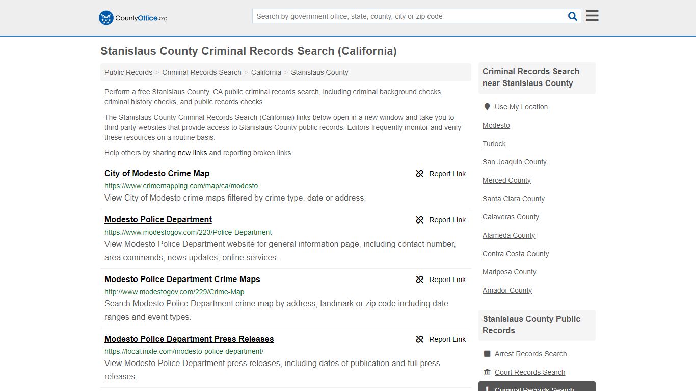 Stanislaus County Criminal Records Search (California)